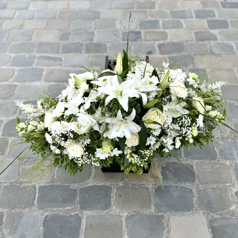 Coussin de deuil blanc Monsieur Fleur