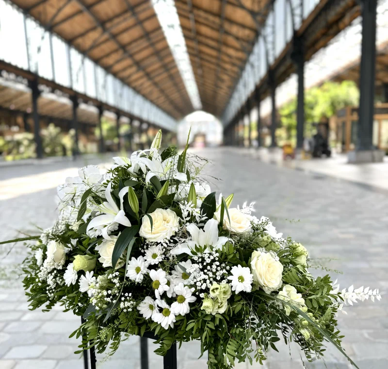 Coussin de deuil blanc Monsieur Fleur