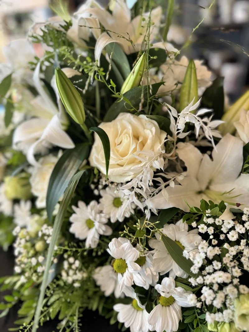 Coussin de deuil blanc Monsieur Fleur